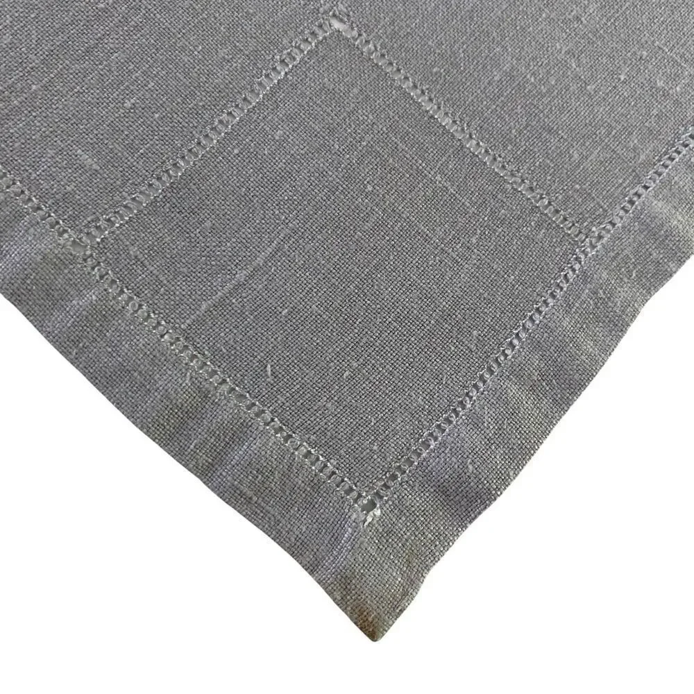 Lot of 4 Linen Cloth Napkins Gray Hemstitched 13